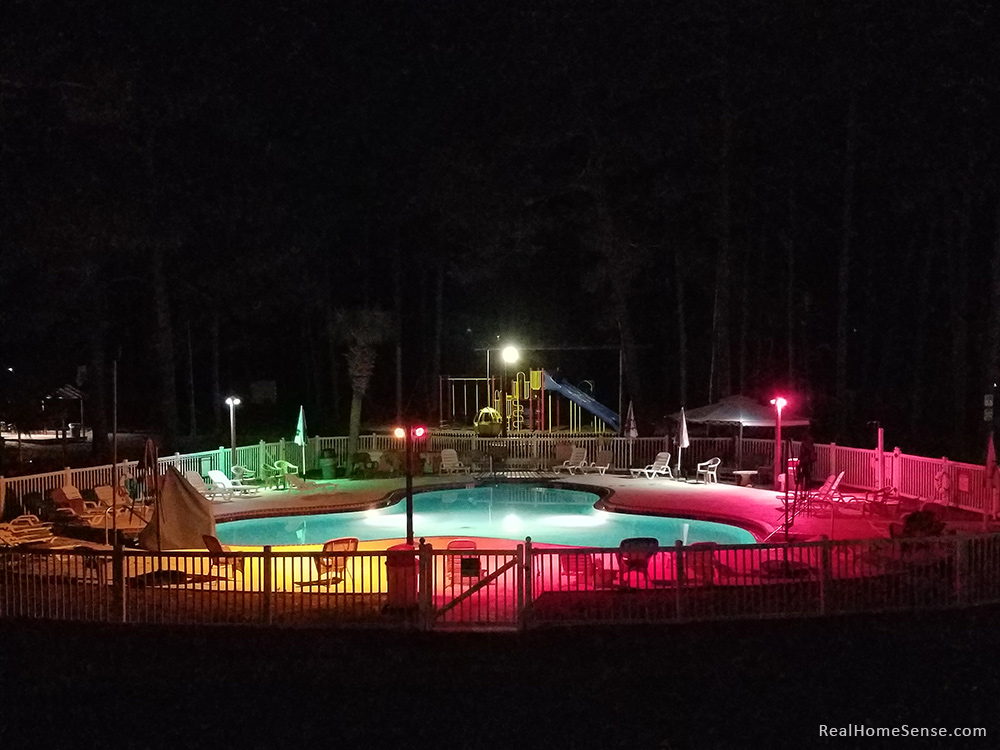 Raccoon River Campground Pool at Night