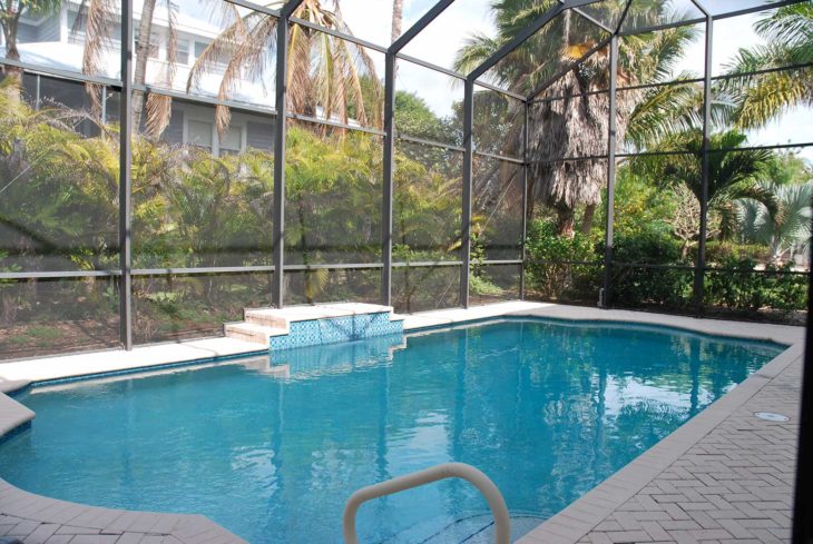 Screened in swimming pool on Sanibel Island