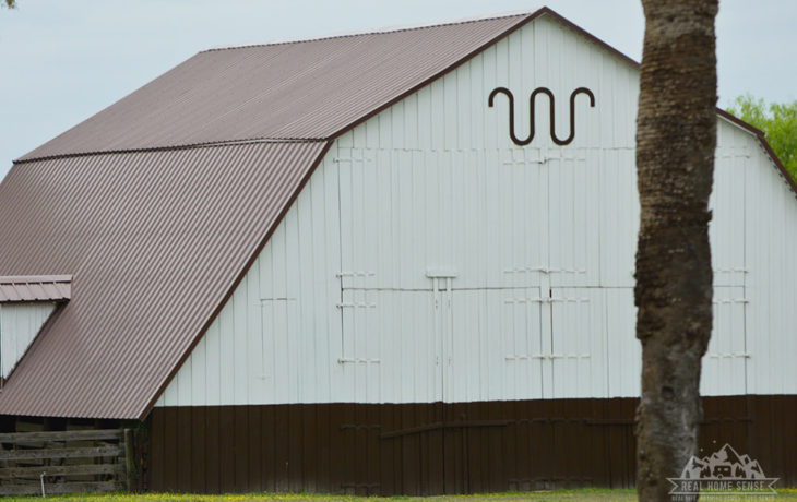 King Ranch's famous brand on one of their barns.