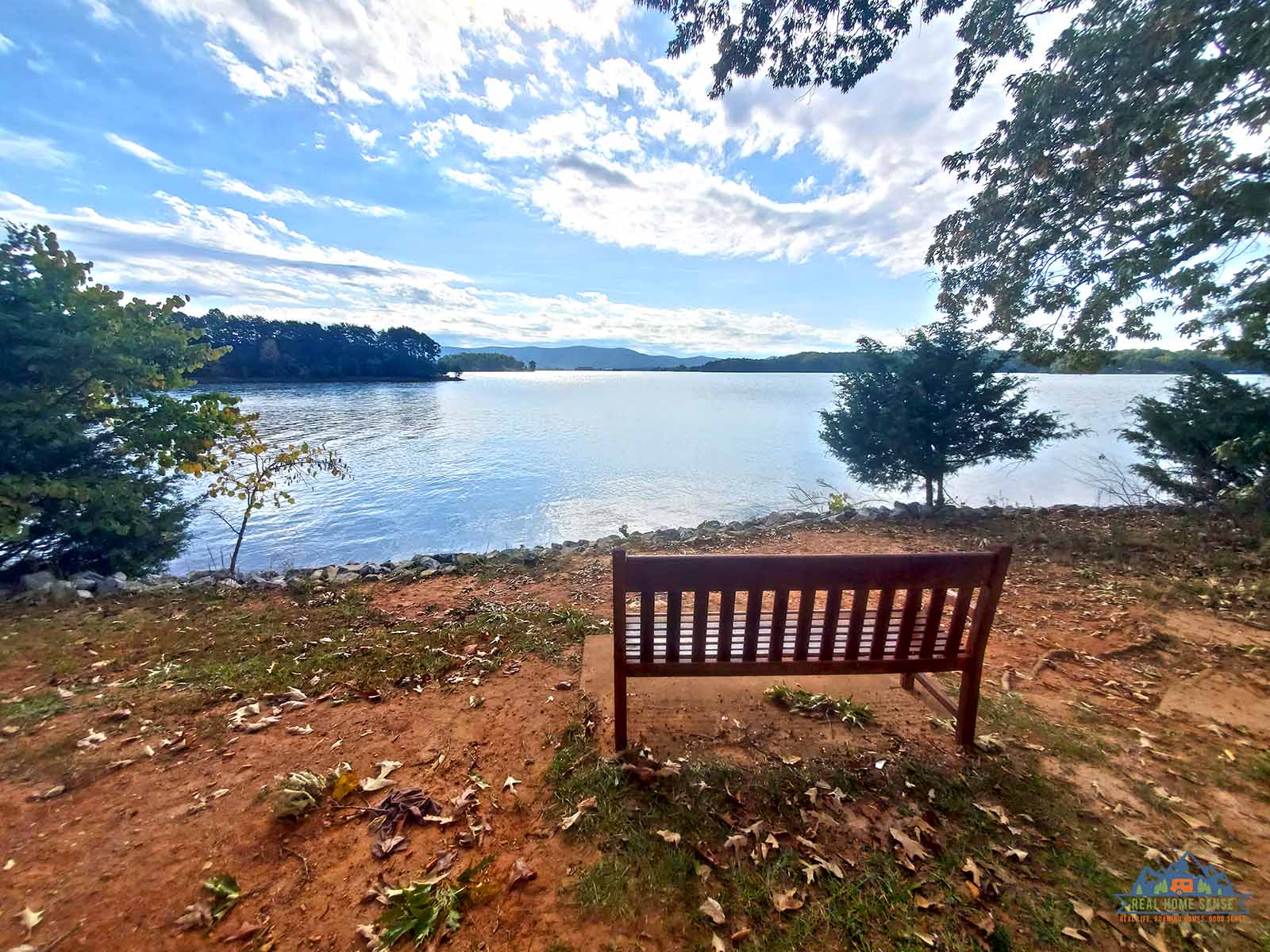 Bench overlooking smith mountain lake