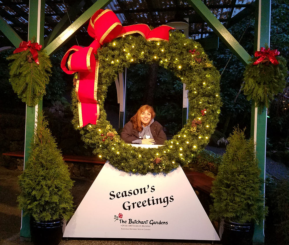 Author in butchart gardens in 2017