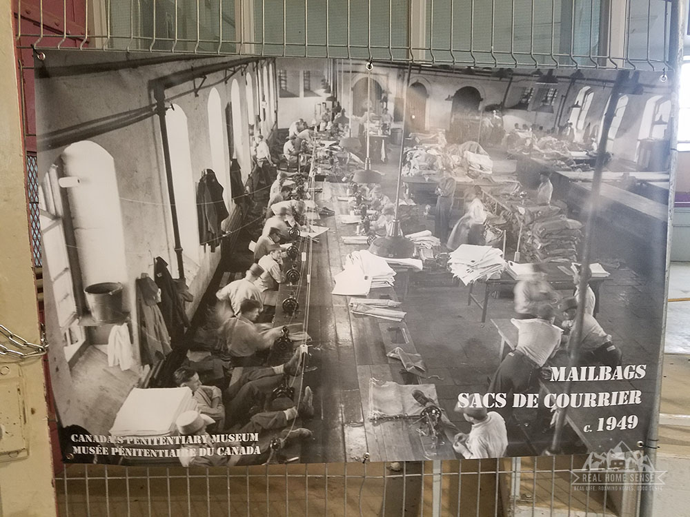 Mailbags being made at kp circa 1949 Image from canadas penitentiary museum