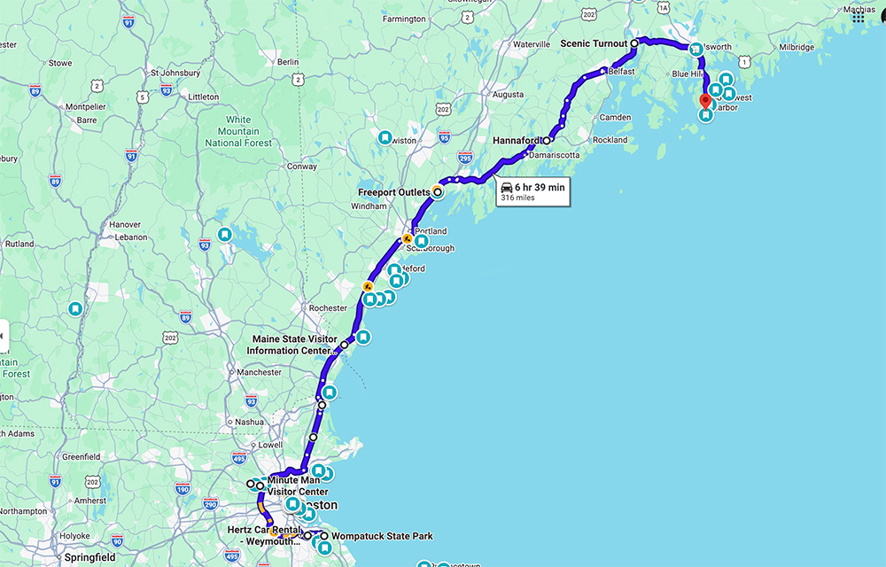 Boston to maine road trip map | Real Home Sense Boston to maine road trip map with stops